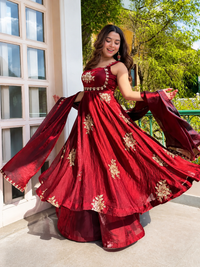 Maroon Embroidered Anarkali Suit Set