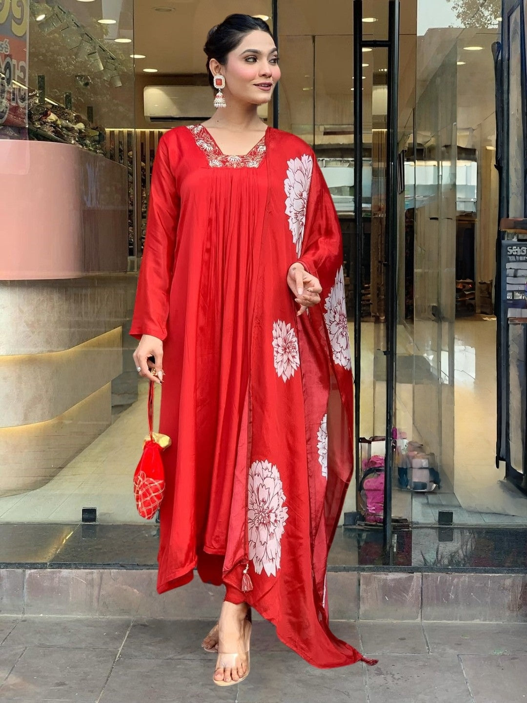 Gulnaar Crimson Grace Red Kurta Pant