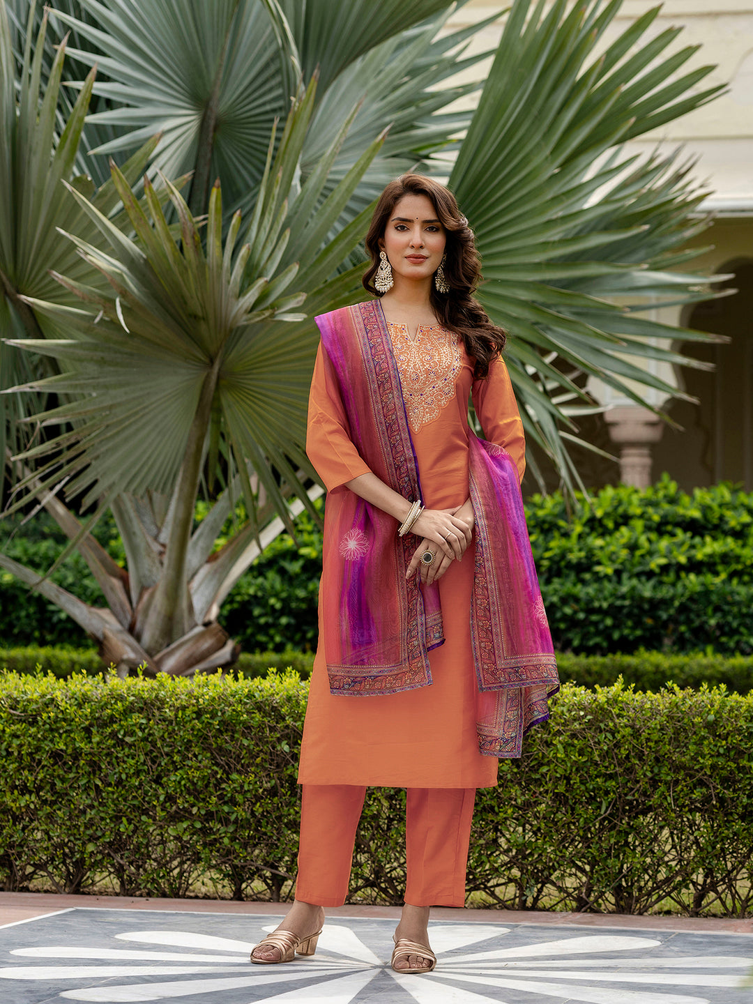 Sunrise Charm Vichitra Silk Kurta Pant Set