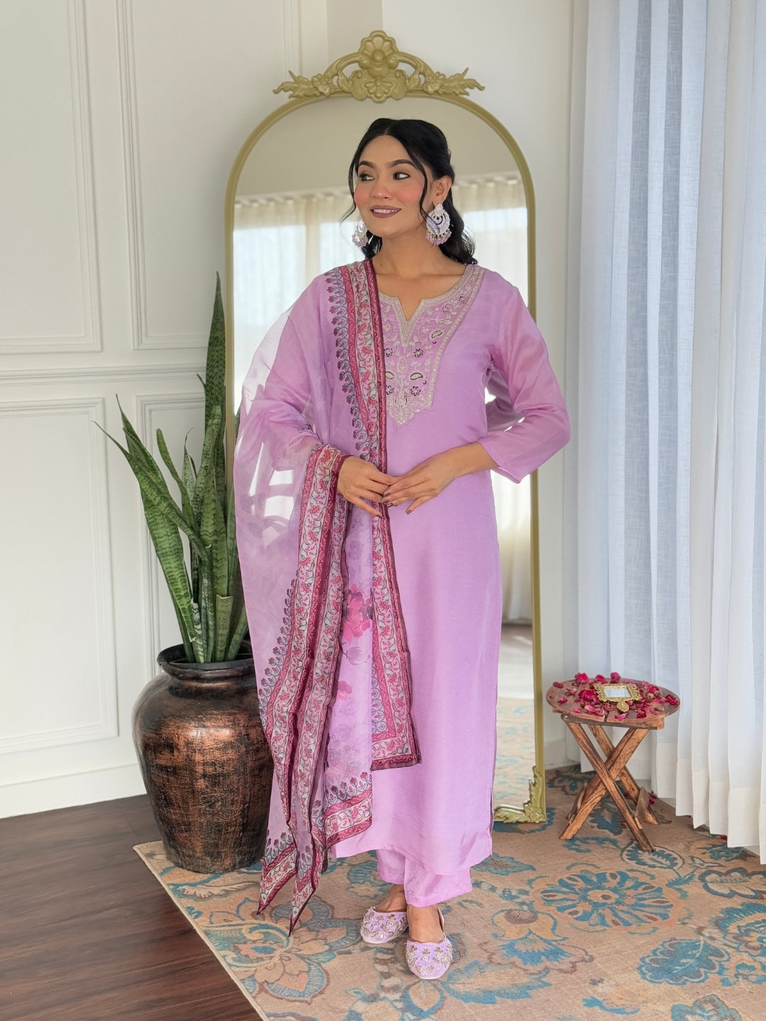 Magenta Majesty Viscose Silk Kurta Pant Set