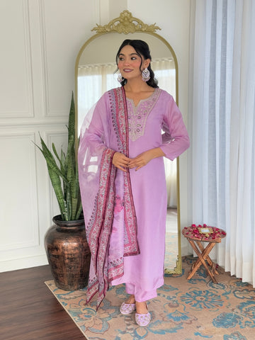 Magenta Majesty Viscose Silk Kurta Pant Set