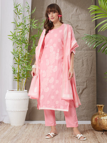 Stunning Handloom Cotton Weaving Suit Set
