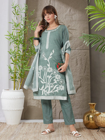 Very Appealing Handloom Cotton Weaving Suit Set