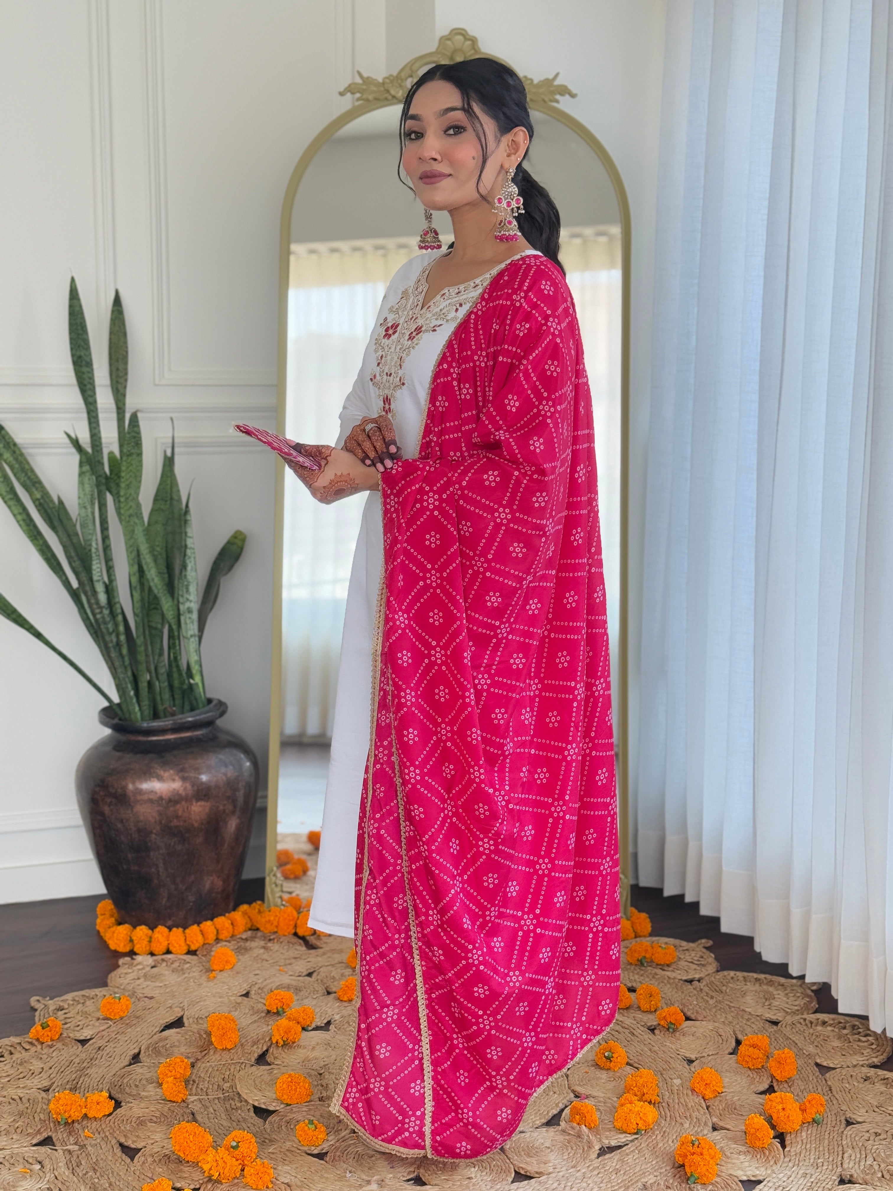 White Embroidered Kurta Pant Set