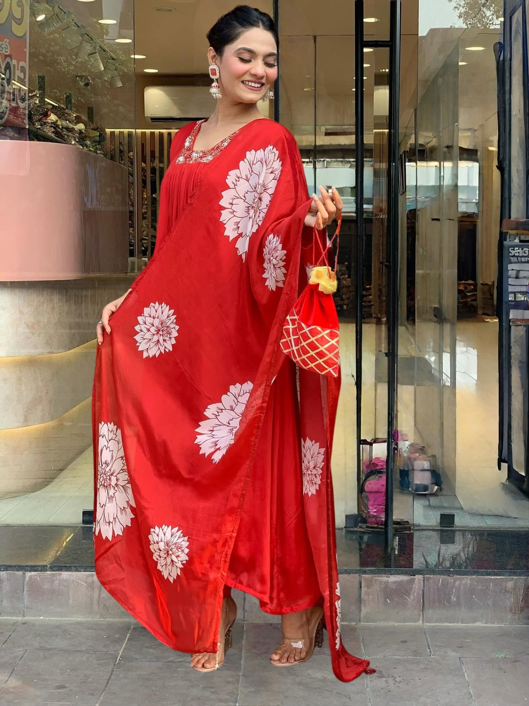 Gulnaar Crimson Grace Red Kurta Pant