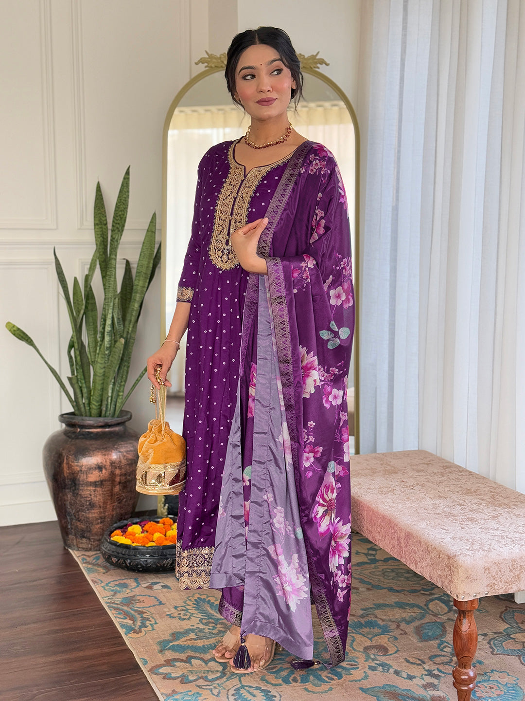 Royal Amethyst Blossom Suit Set