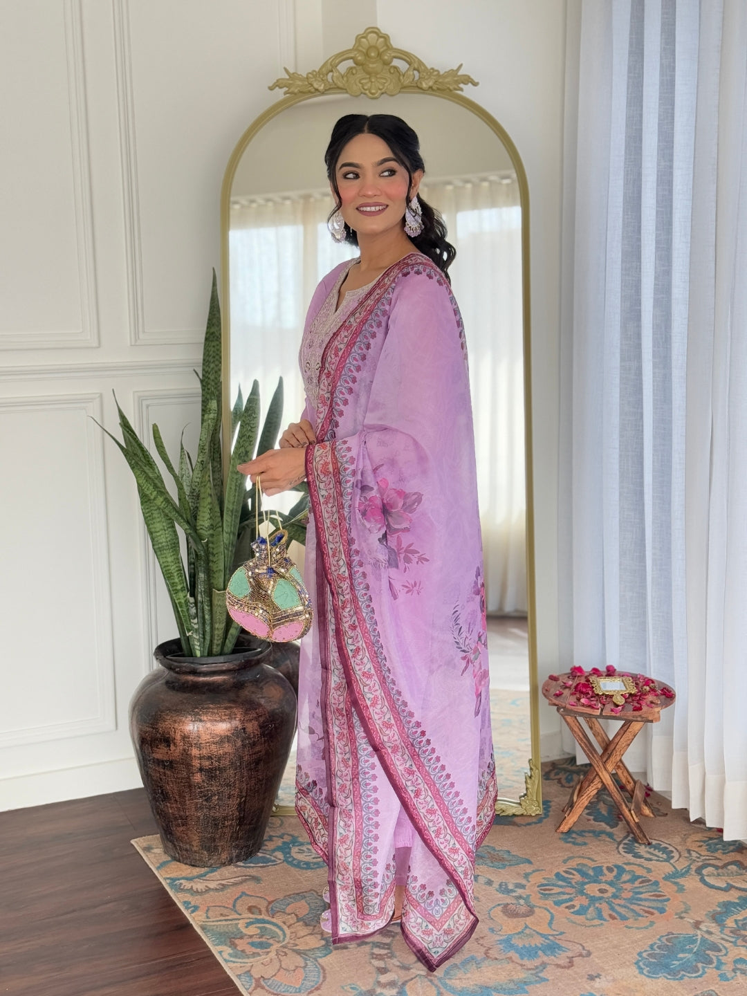 Magenta Majesty Viscose Silk Kurta Pant Set