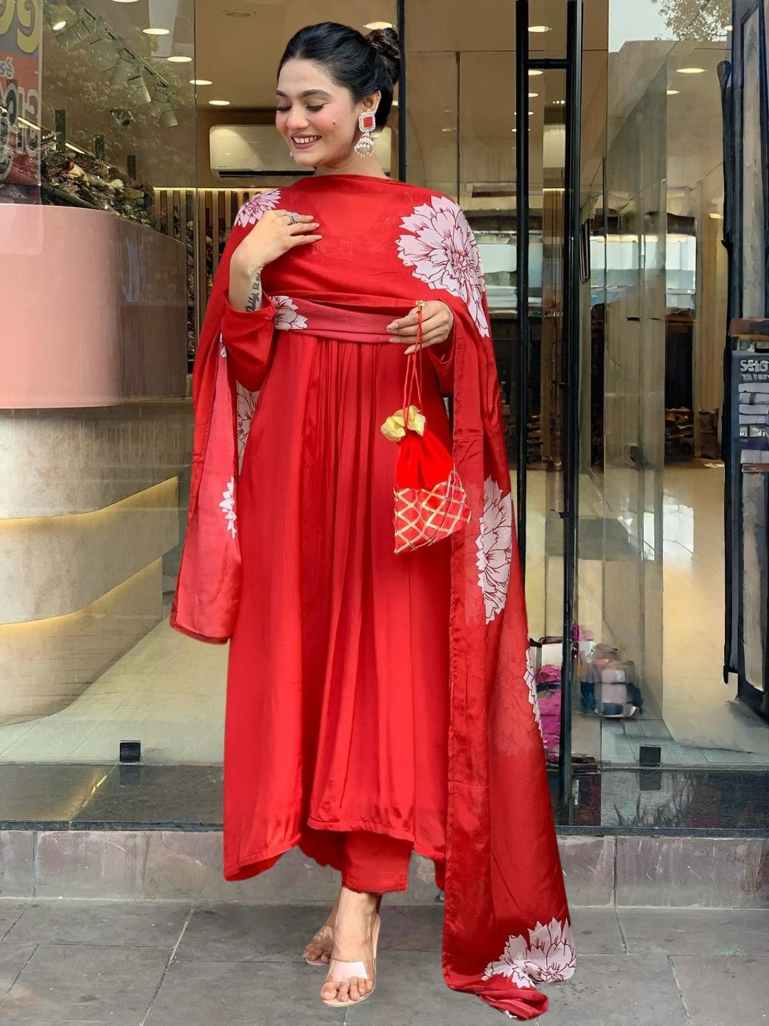 Gulnaar Crimson Grace Red Kurta Pant