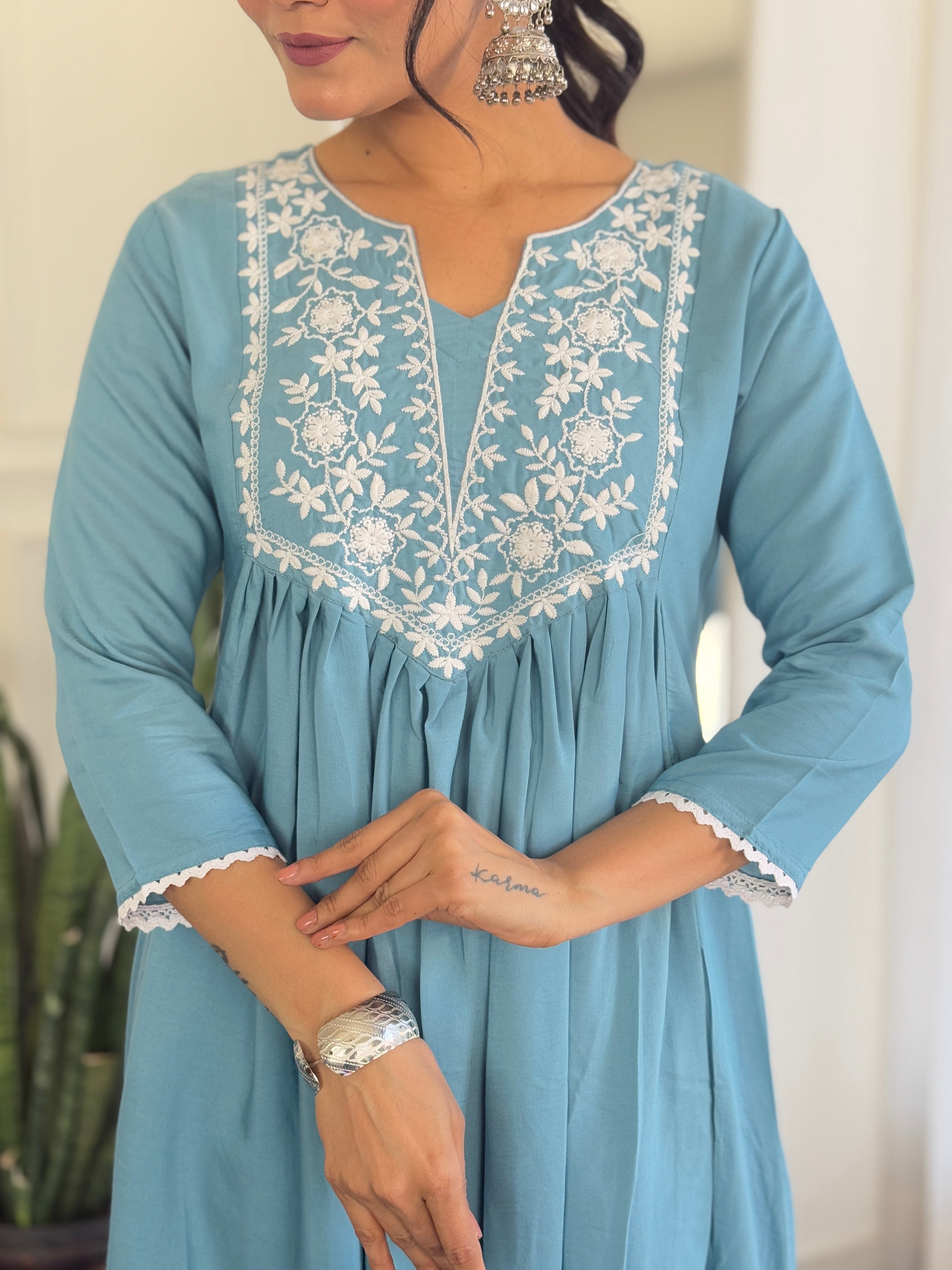 Sky Whisper Vichitra Kurta Pant Set
