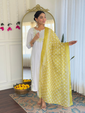 White Grace Viscose Kurta Pant