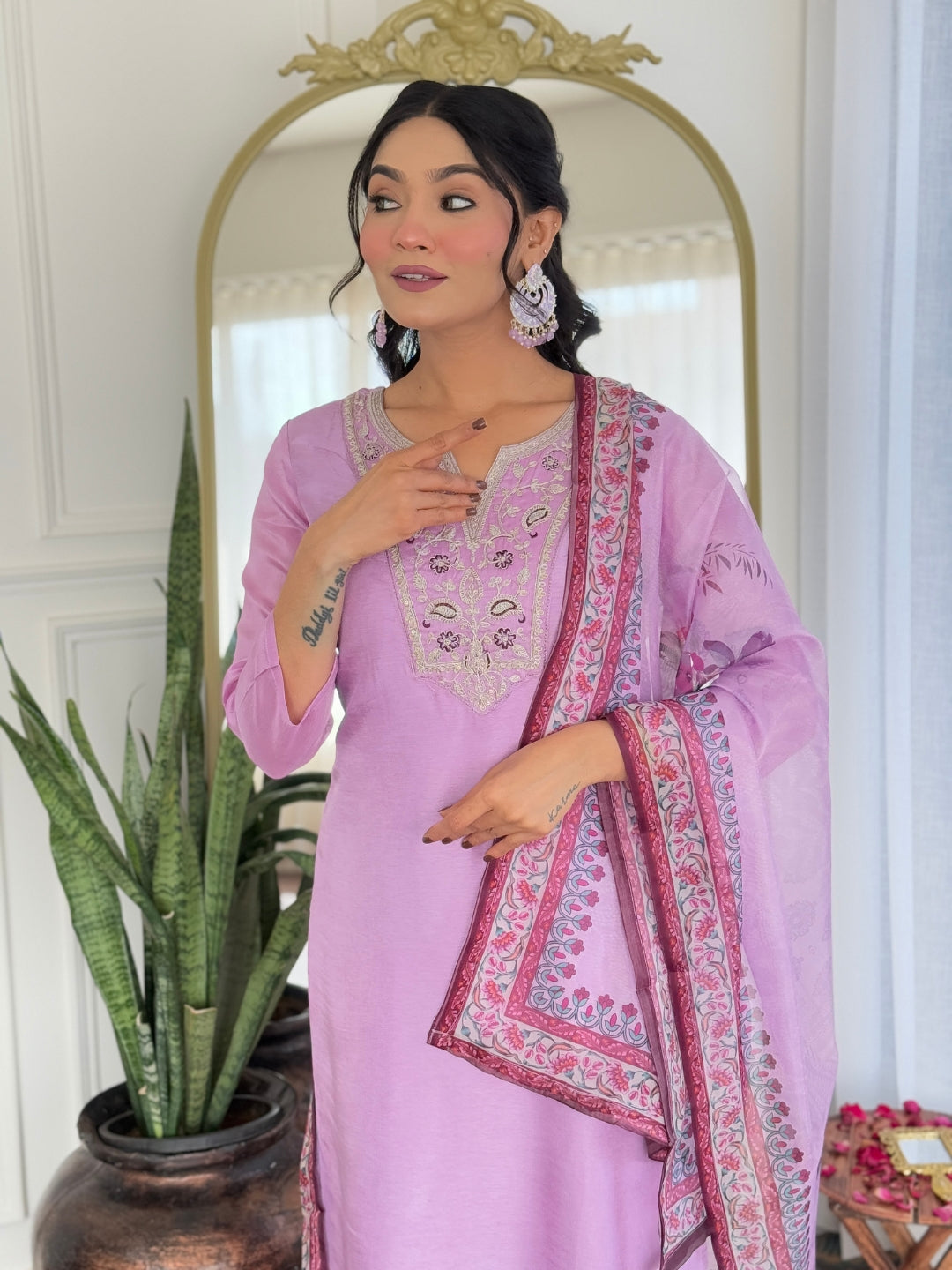 Magenta Majesty Viscose Silk Kurta Pant Set