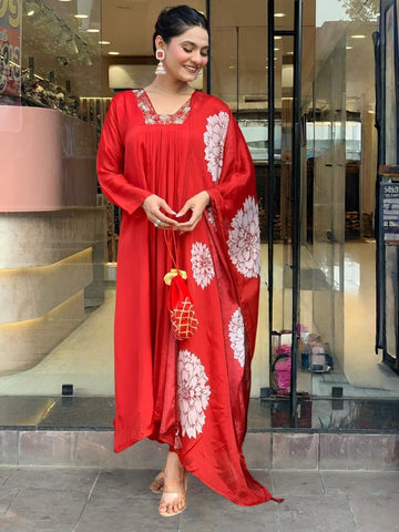 Gulnaar Crimson Grace Red Kurta Pant