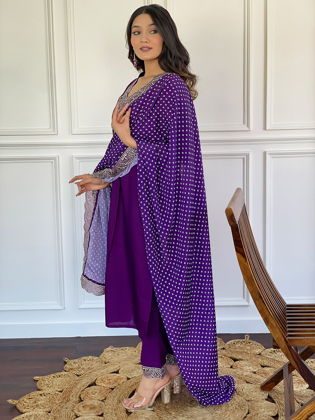 Royal Purple Embroidered Kurta Set
