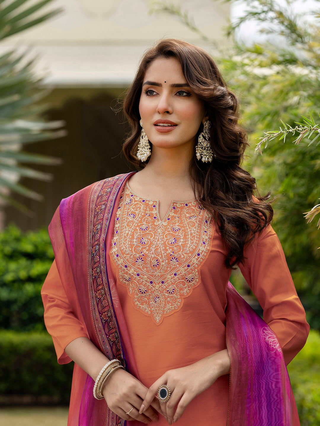 Sunrise Charm Vichitra Silk Kurta Pant Set