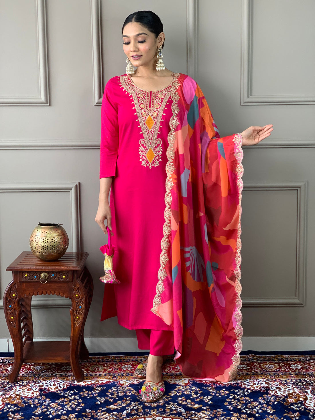 Pink Embroidered Kurta Set