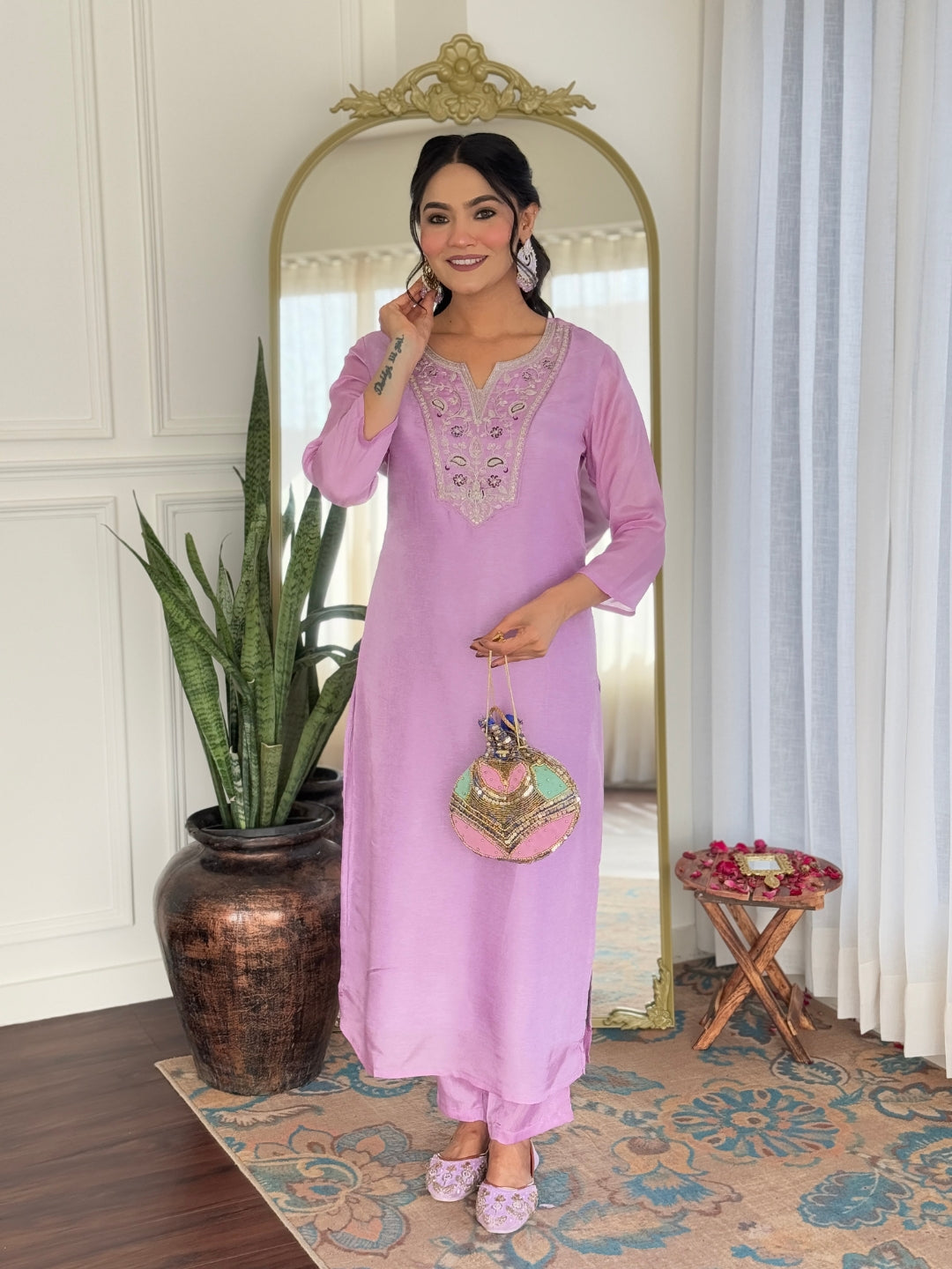 Magenta Majesty Viscose Silk Kurta Pant Set