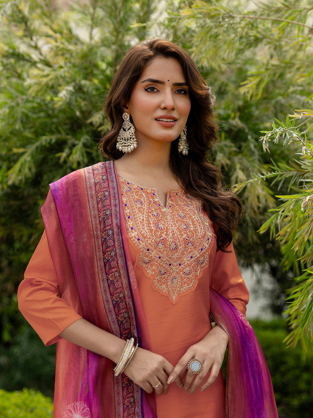 Sunrise Charm Vichitra Silk Kurta Pant Set