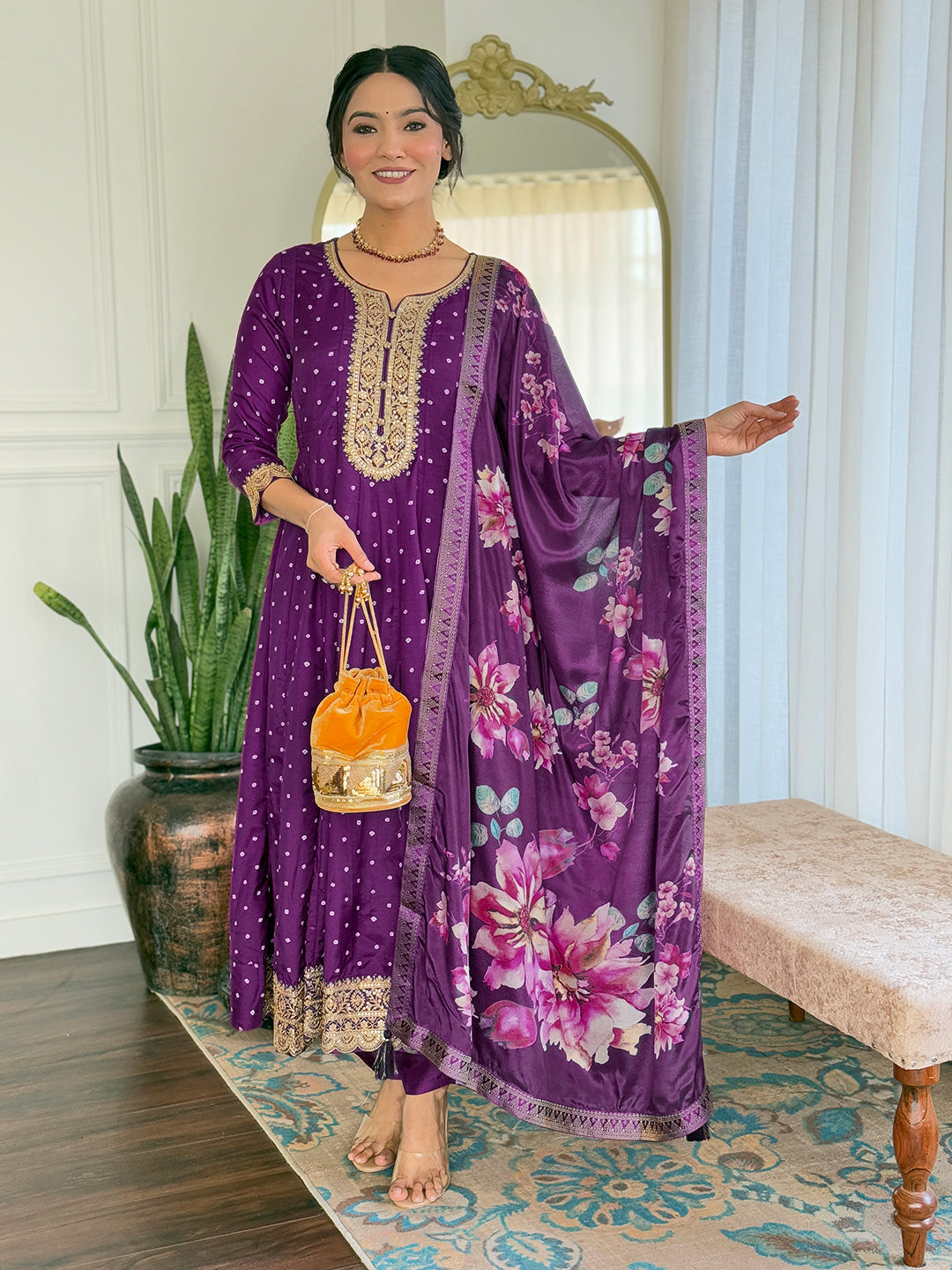 Royal Amethyst Blossom Suit Set