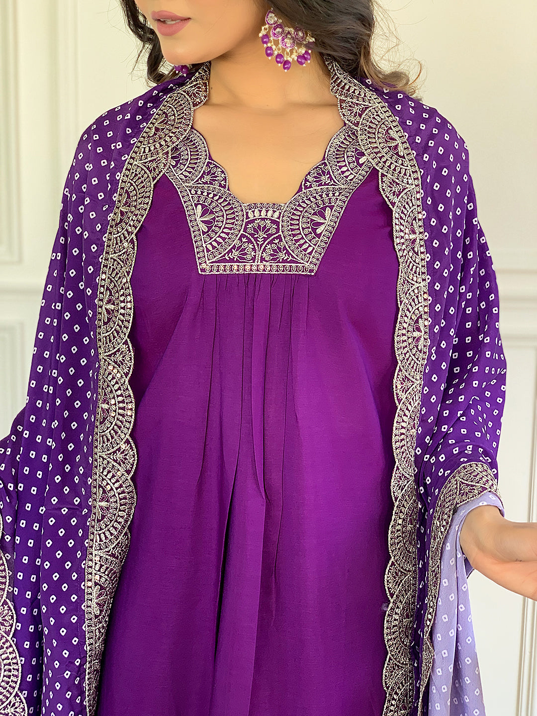Royal Purple Embroidered Kurta Set