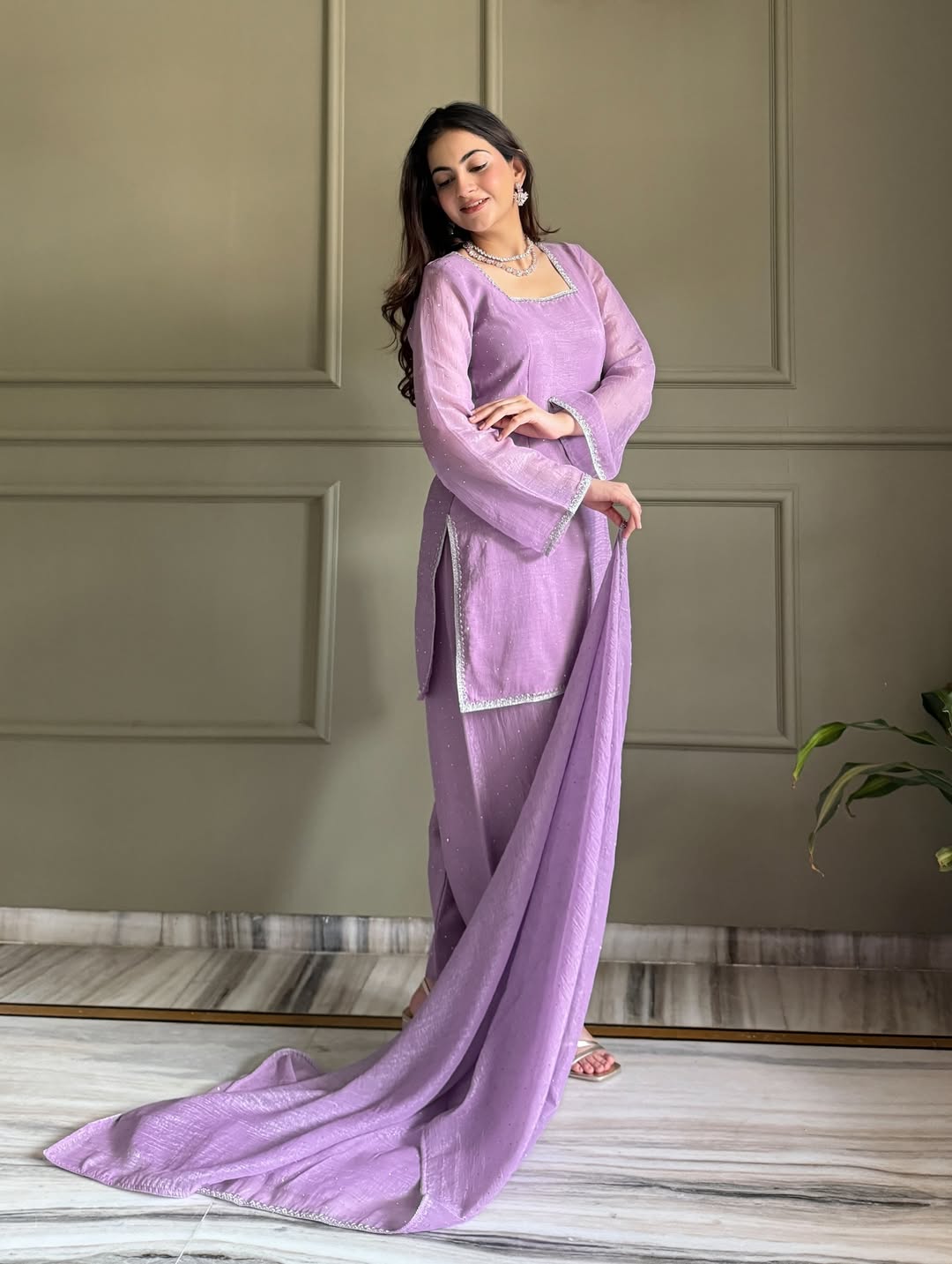 Onion Zardosi Crunchy Silk Patiala Suit Set