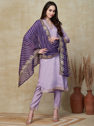 Elegant Lavender Kurta Pant Set