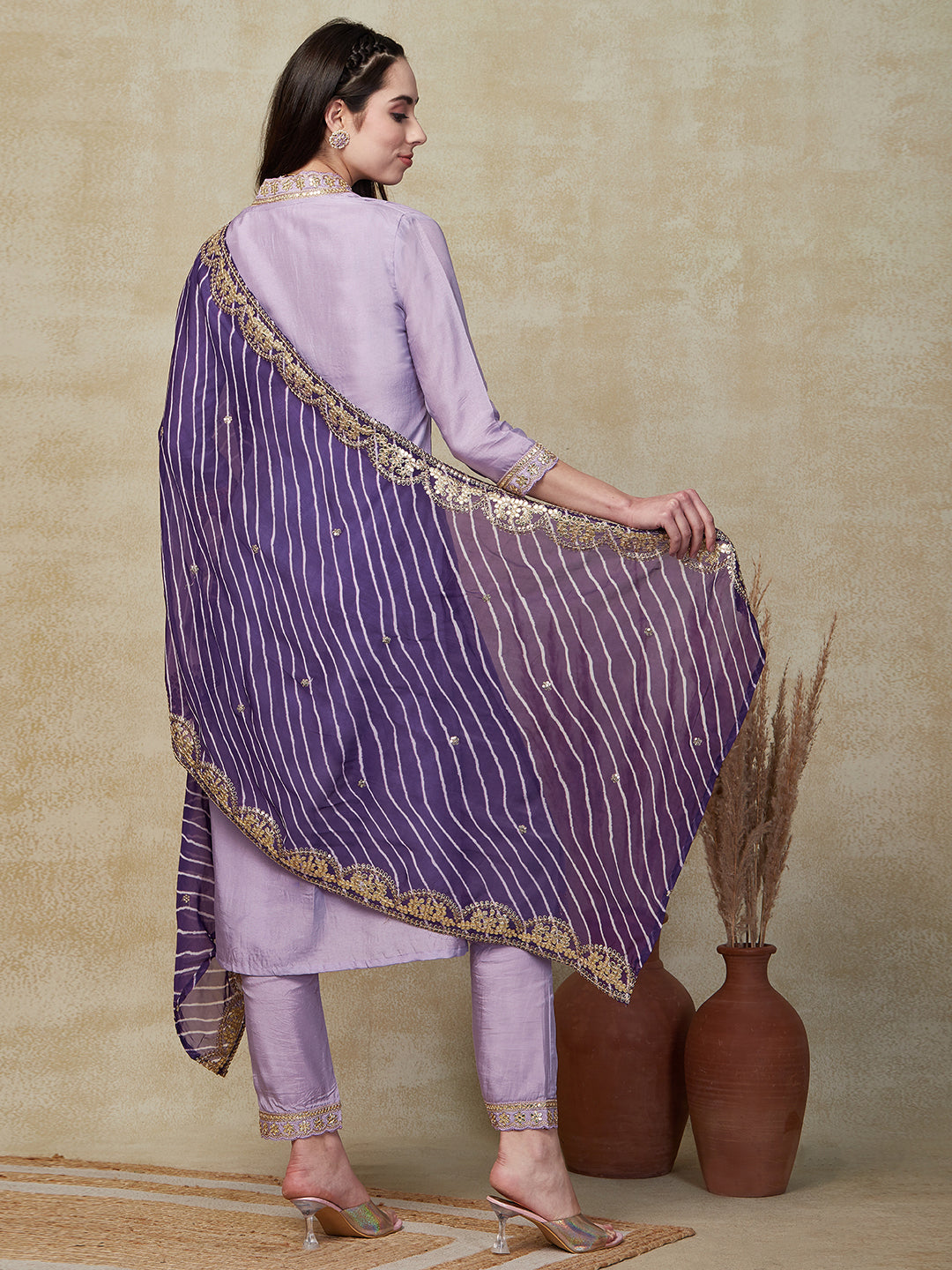 Elegant Lavender Kurta Pant Set