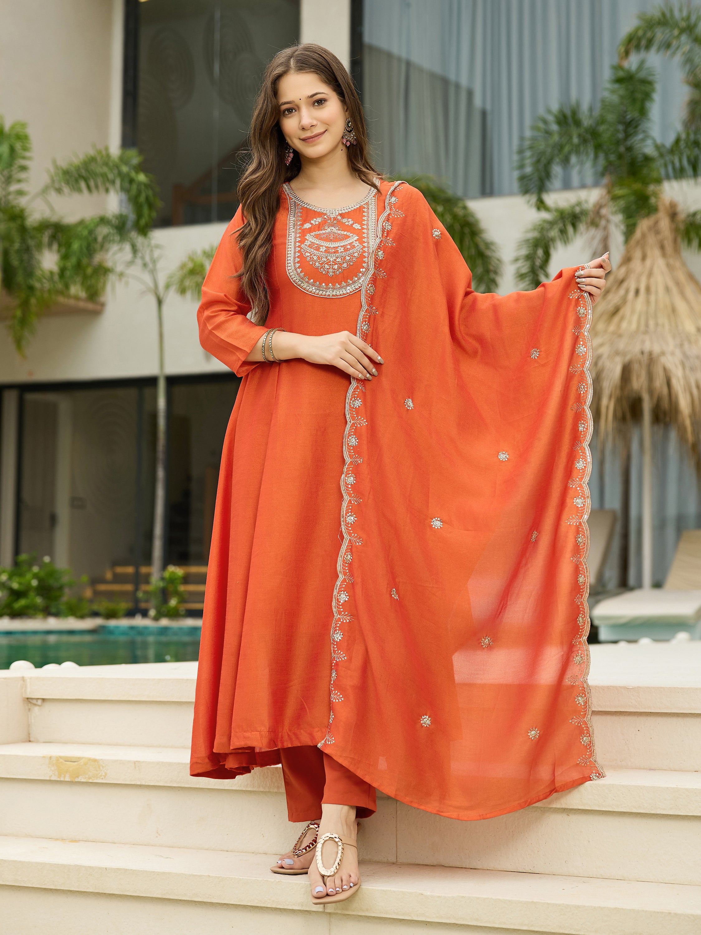 Sunset Aura Embroidered Kurta Pant Set