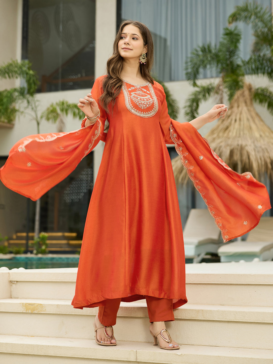 Sunset Aura Embroidered Kurta Pant Set