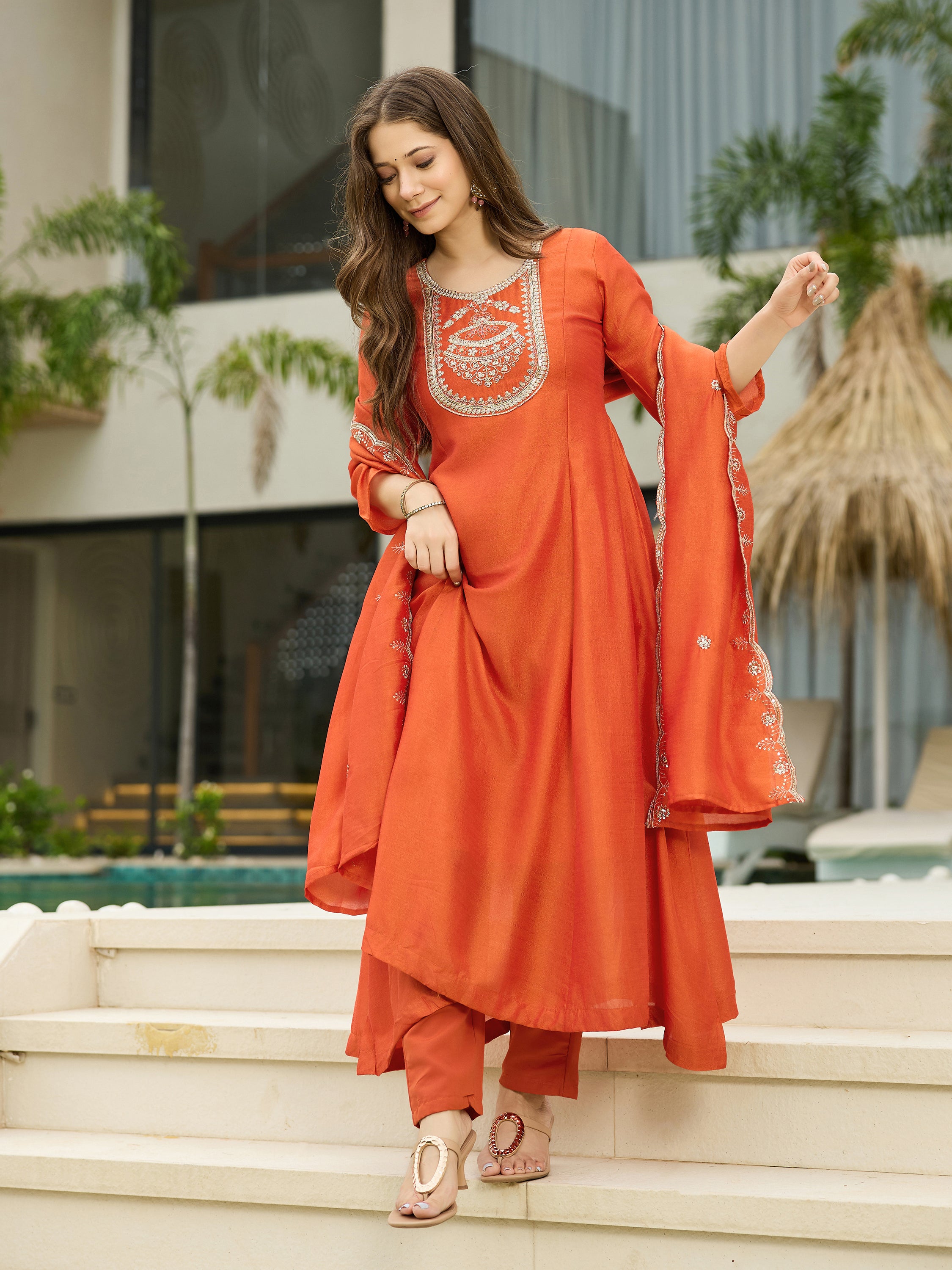 Sunset Aura Embroidered Kurta Pant Set