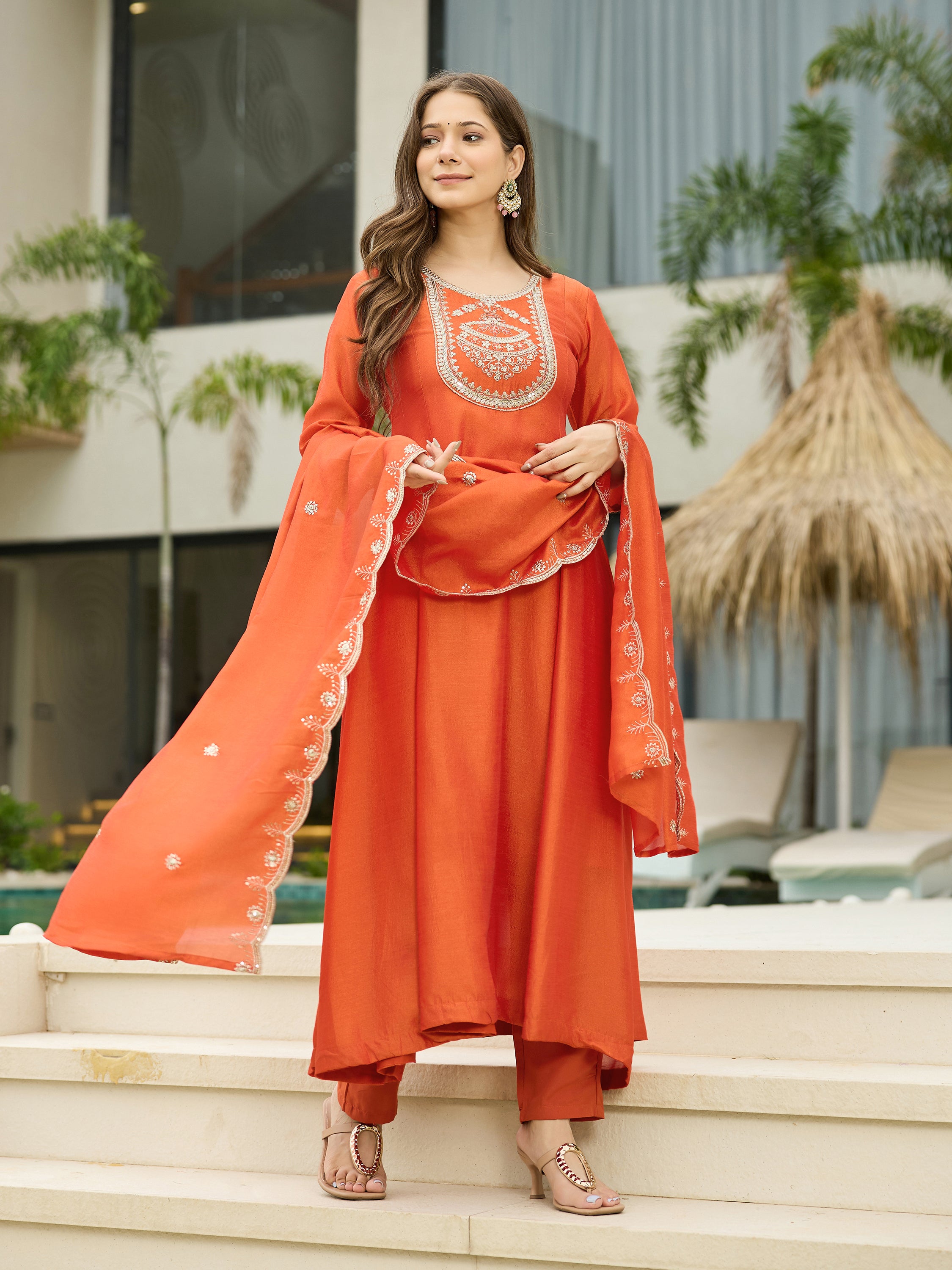 Sunset Aura Embroidered Kurta Pant Set