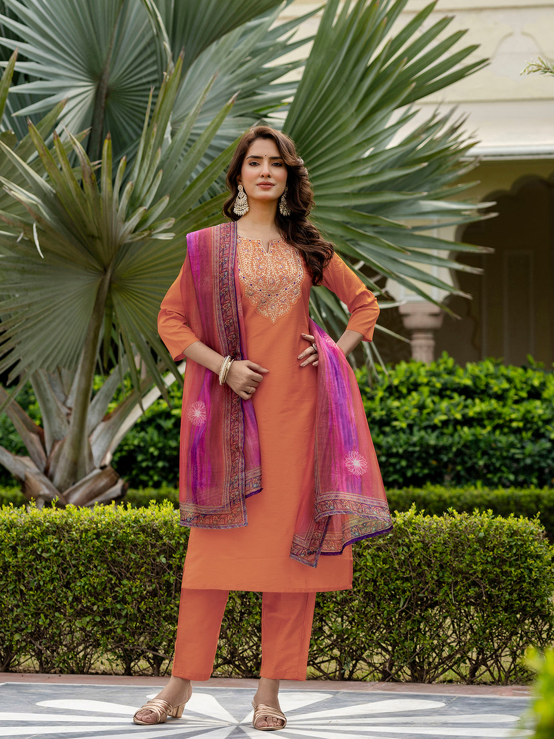 Sunrise Charm Vichitra Silk Kurta Pant Set