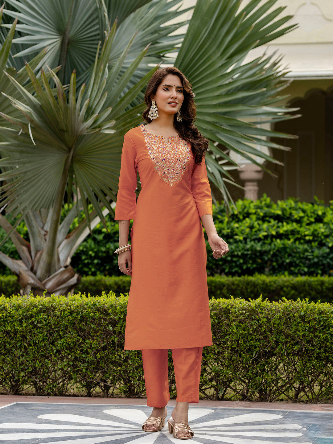 Sunrise Charm Vichitra Silk Kurta Pant Set