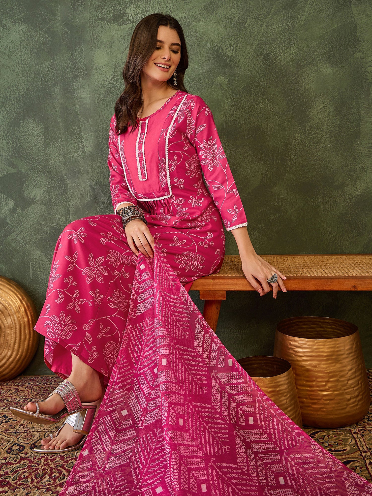 Rani Bandhani Printed Kurta Pant