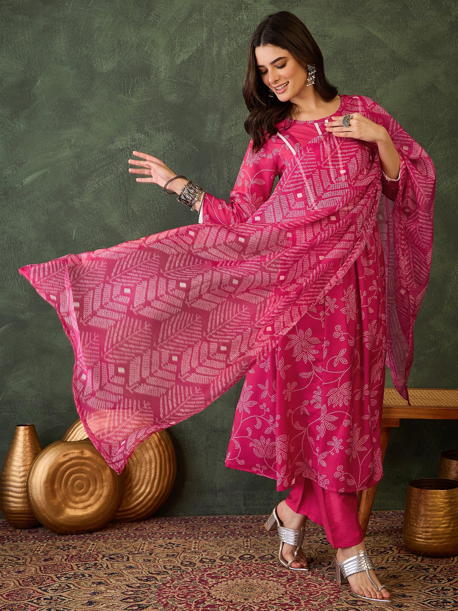 Rani Bandhani Printed Kurta Pant