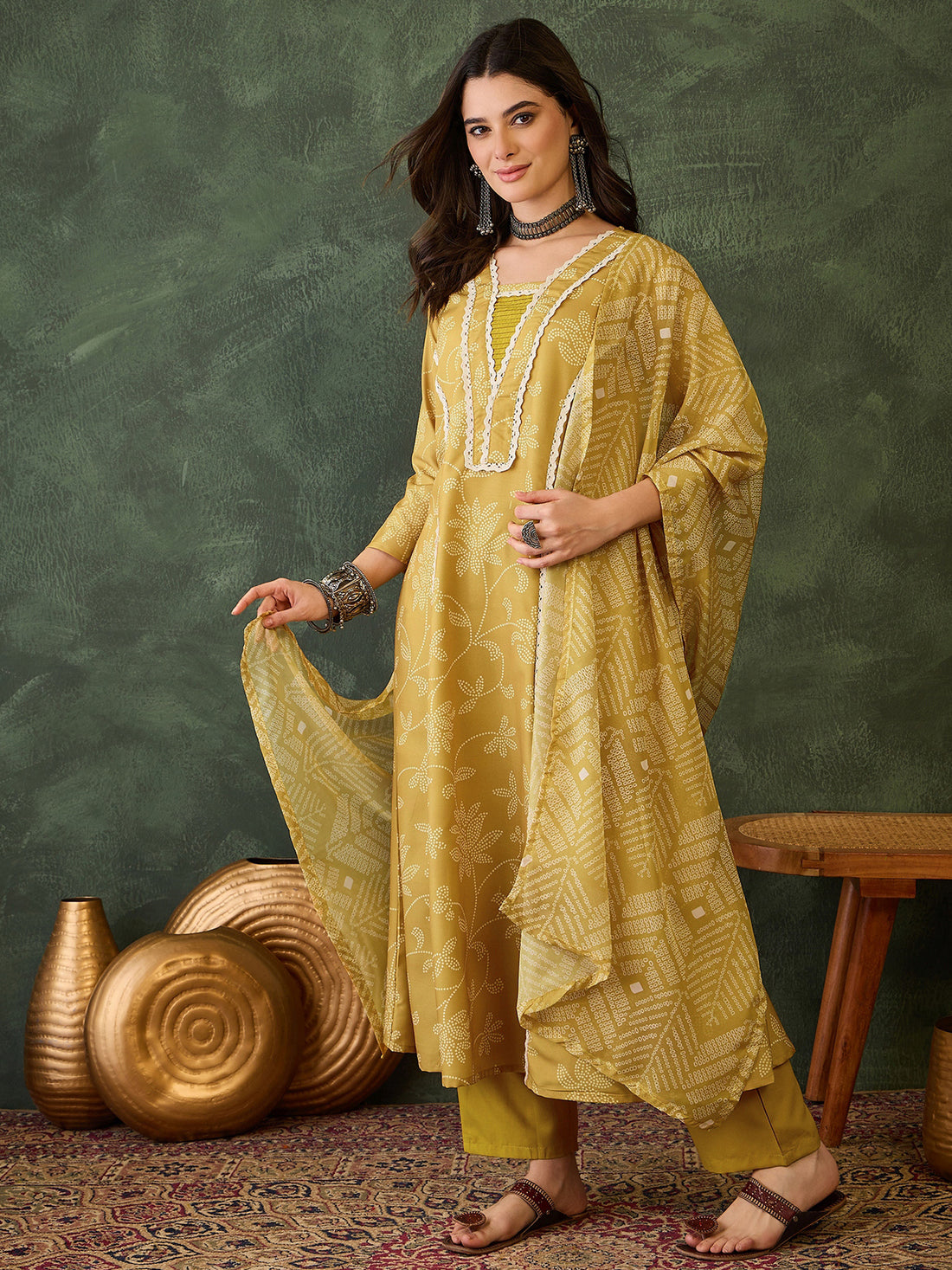 Mustard Bloom Printed Suit Sets