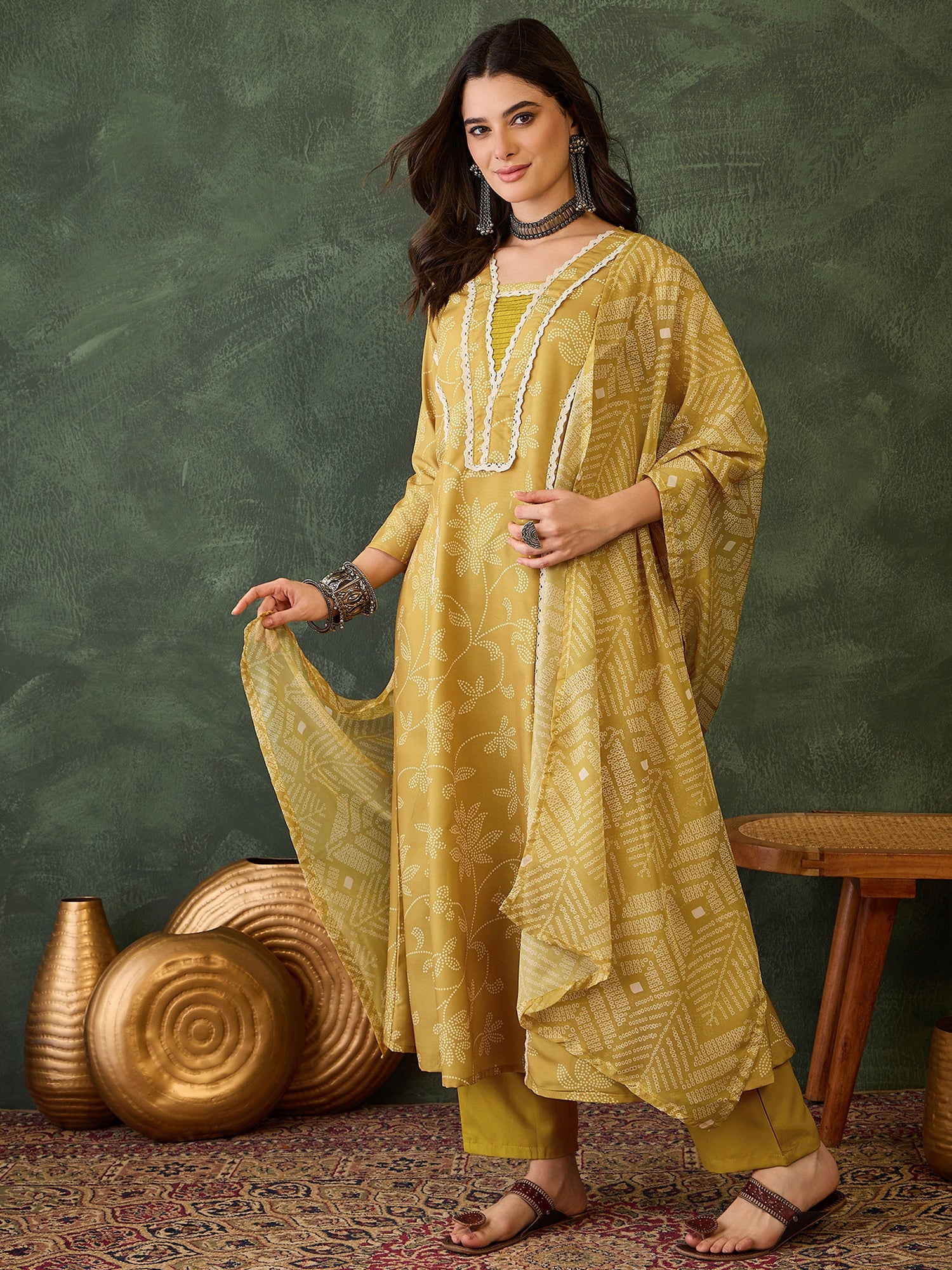 Mustard Bloom Printed Kurta Pant