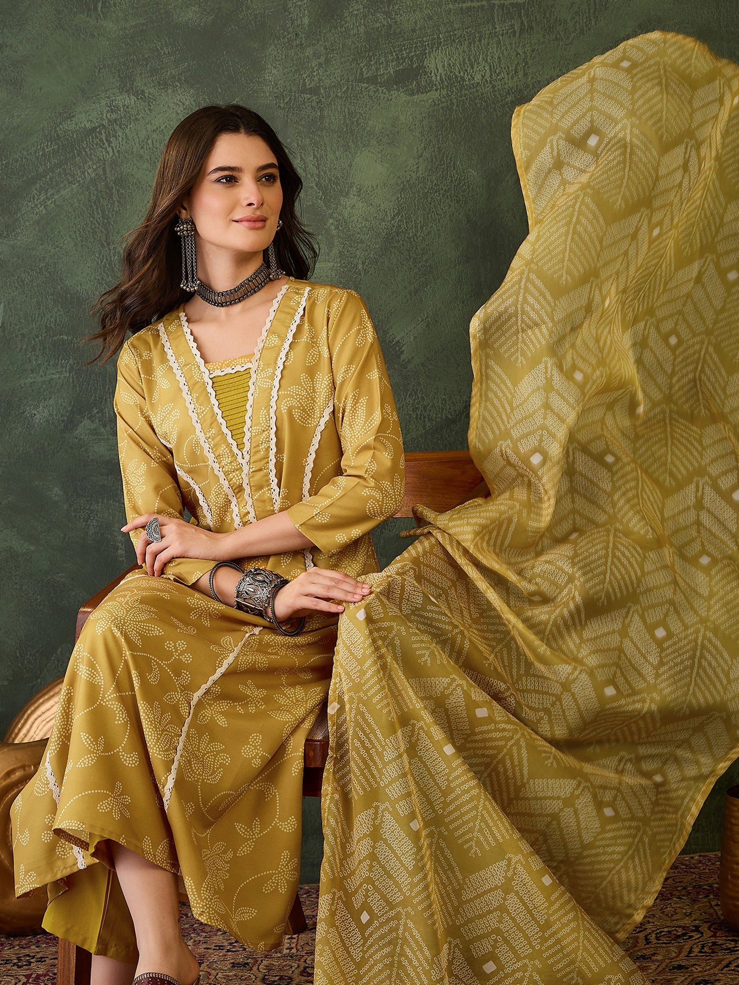 Mustard Bloom Printed Kurta Pant