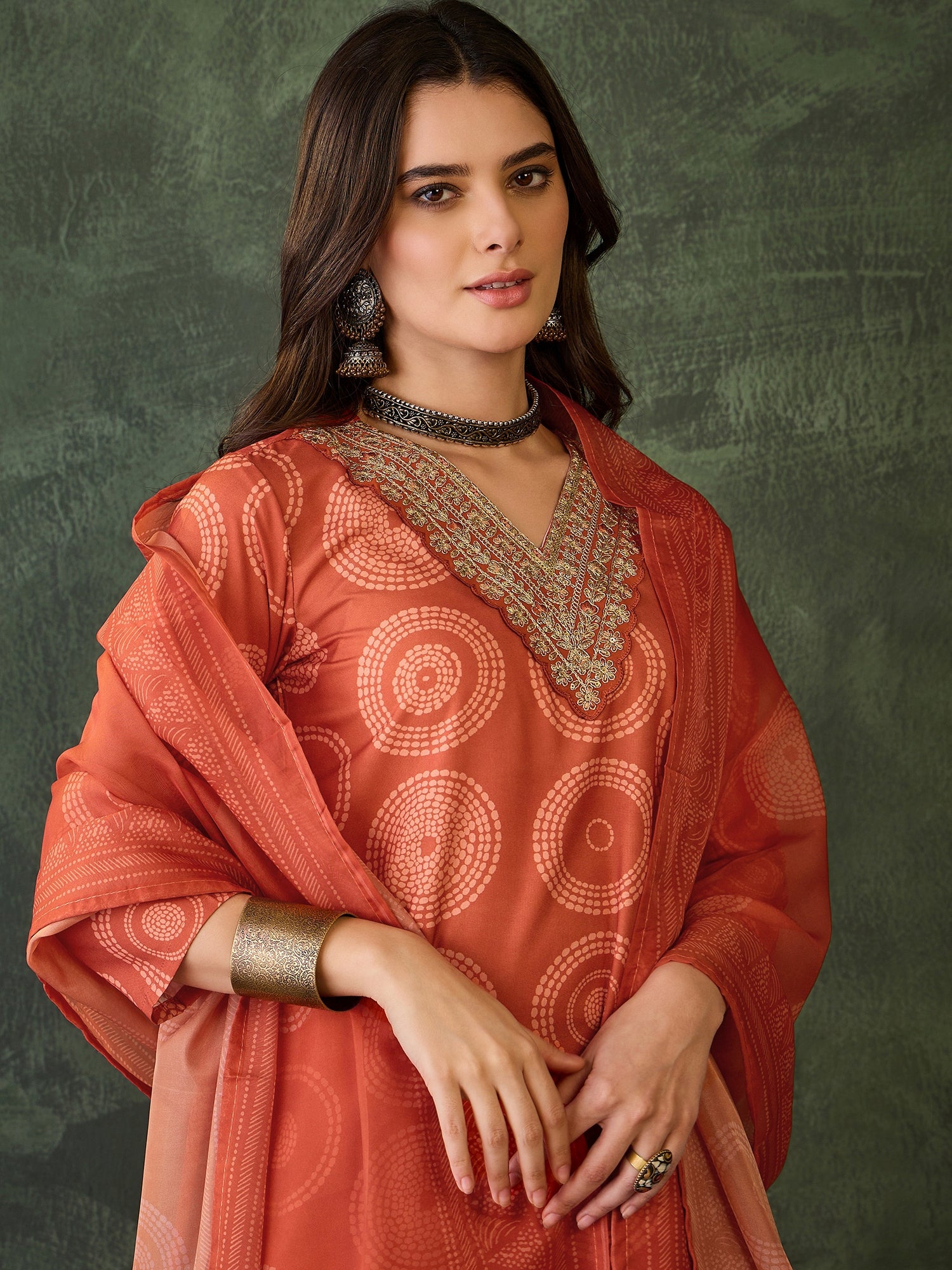 Sunset Rust Printed Kurta Pant