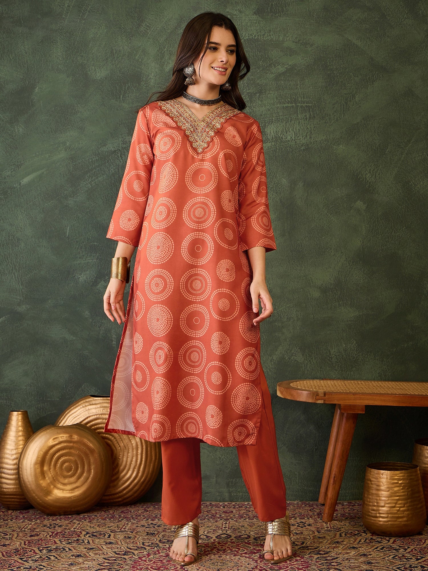 Sunset Rust Printed Kurta Pant