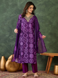 Royal Purple Printed Kurta Pant