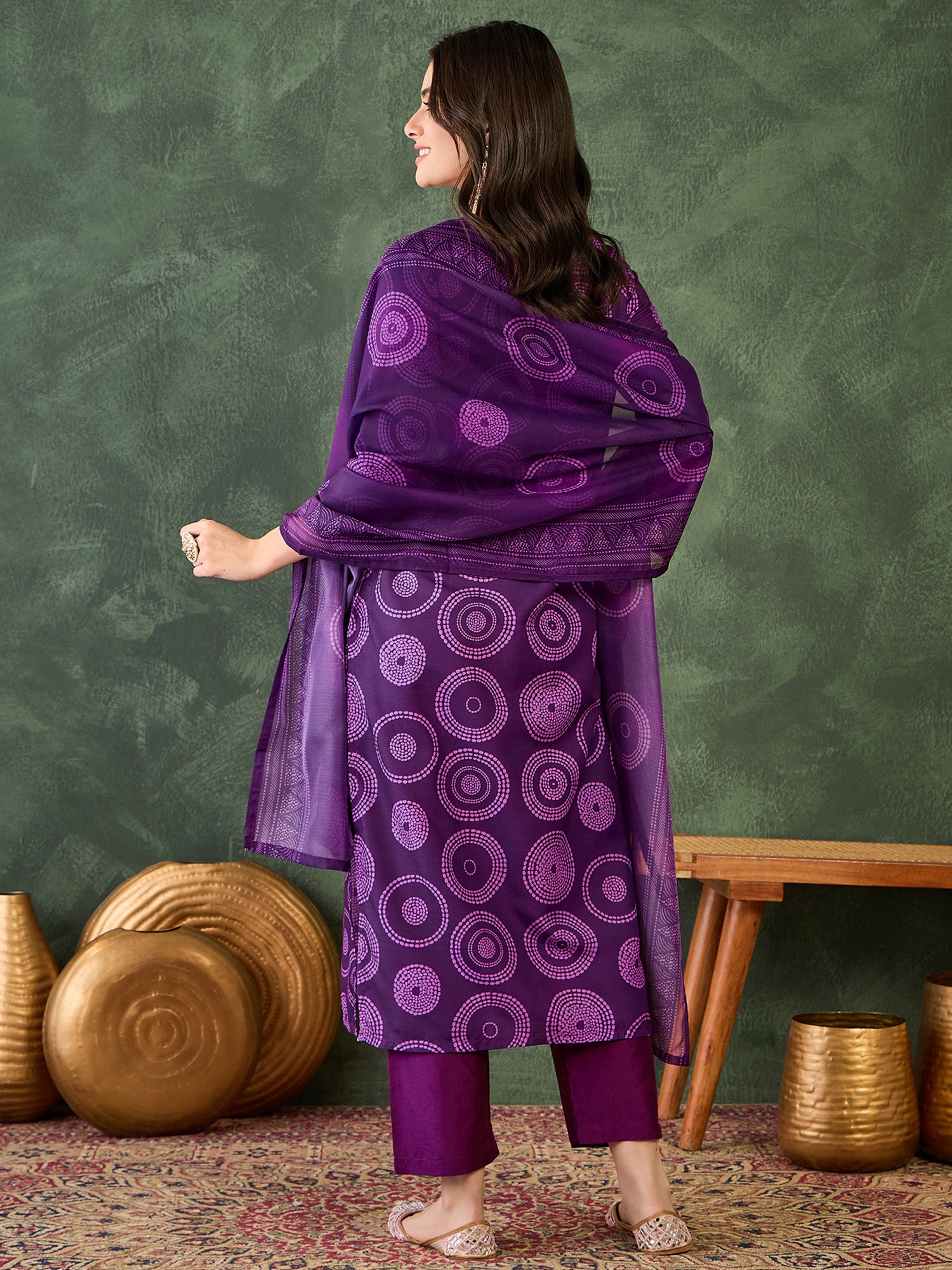 Royal Purple Printed Kurta Pant