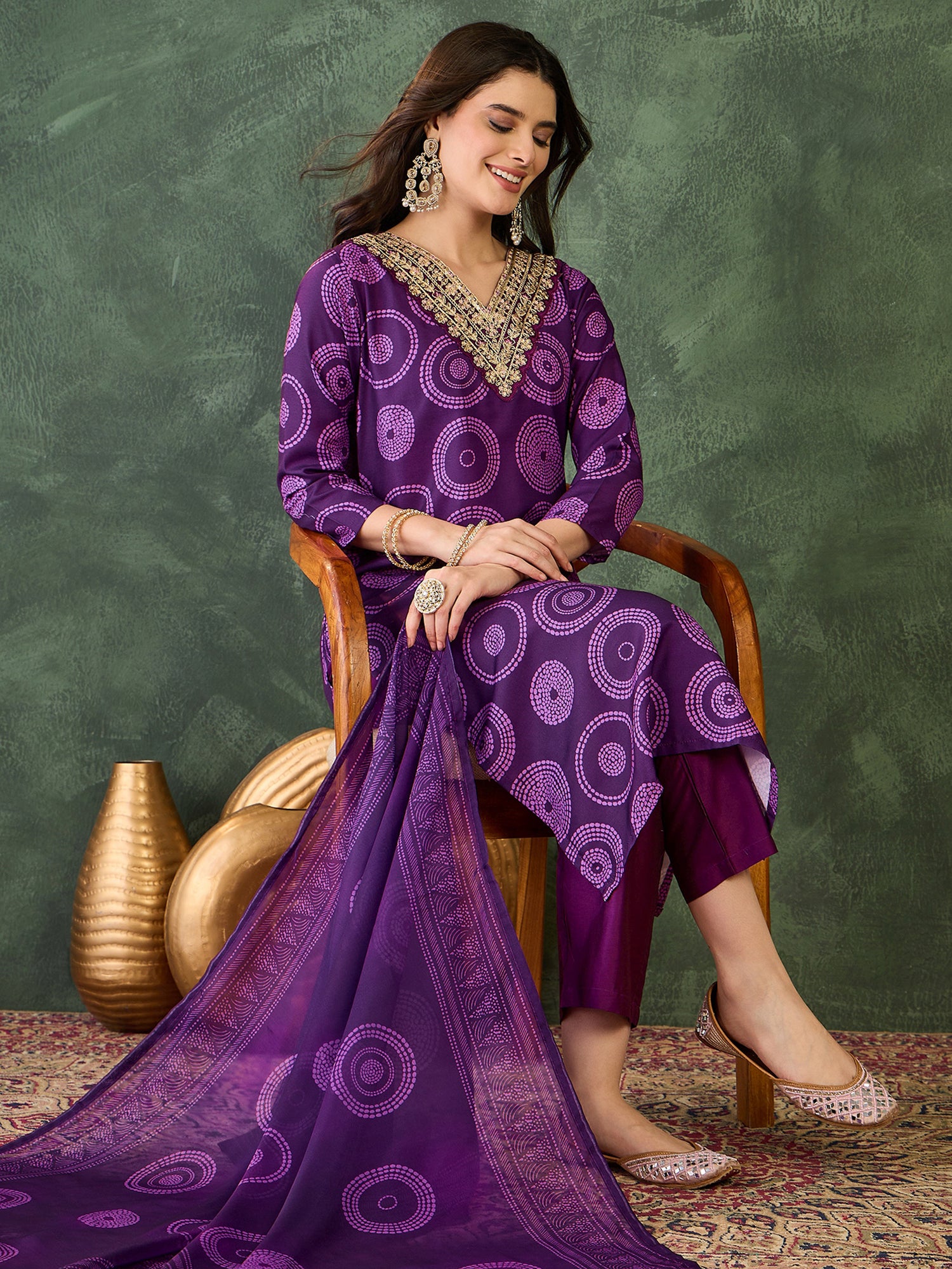 Royal Purple Printed Kurta Pant