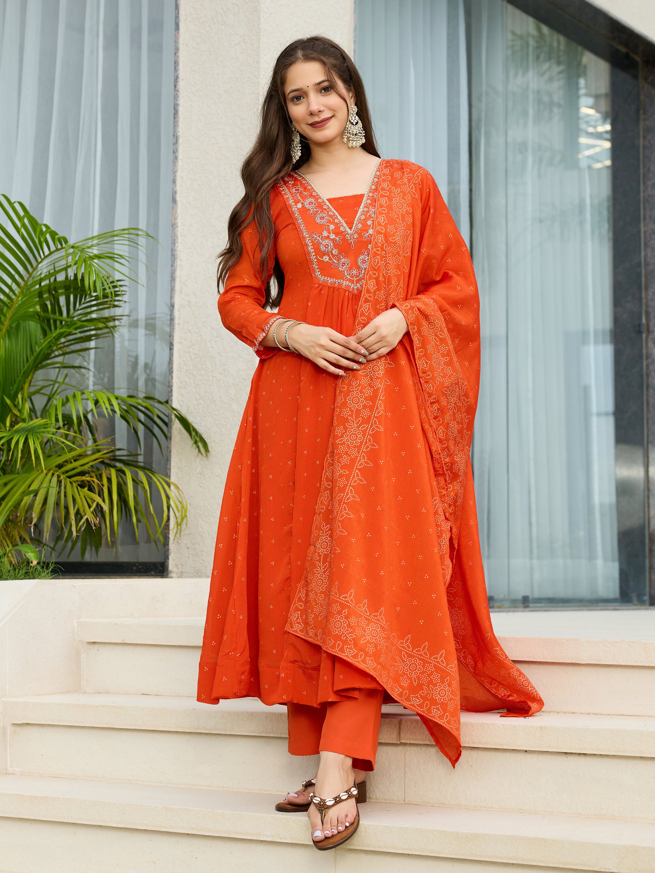 Sunset Bloom Embroidered Kurta Pant