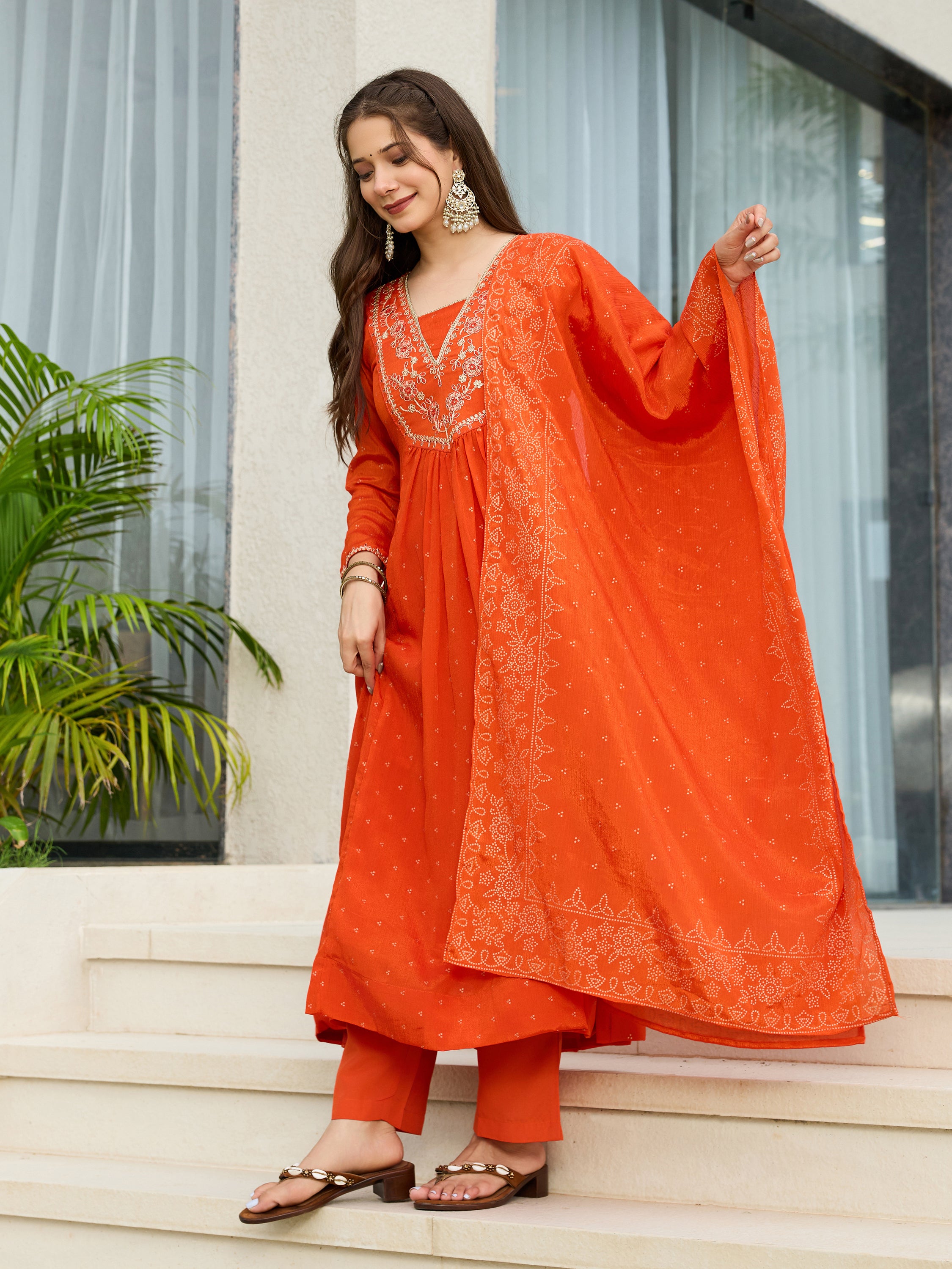 Sunset Bloom Embroidered Kurta Pant