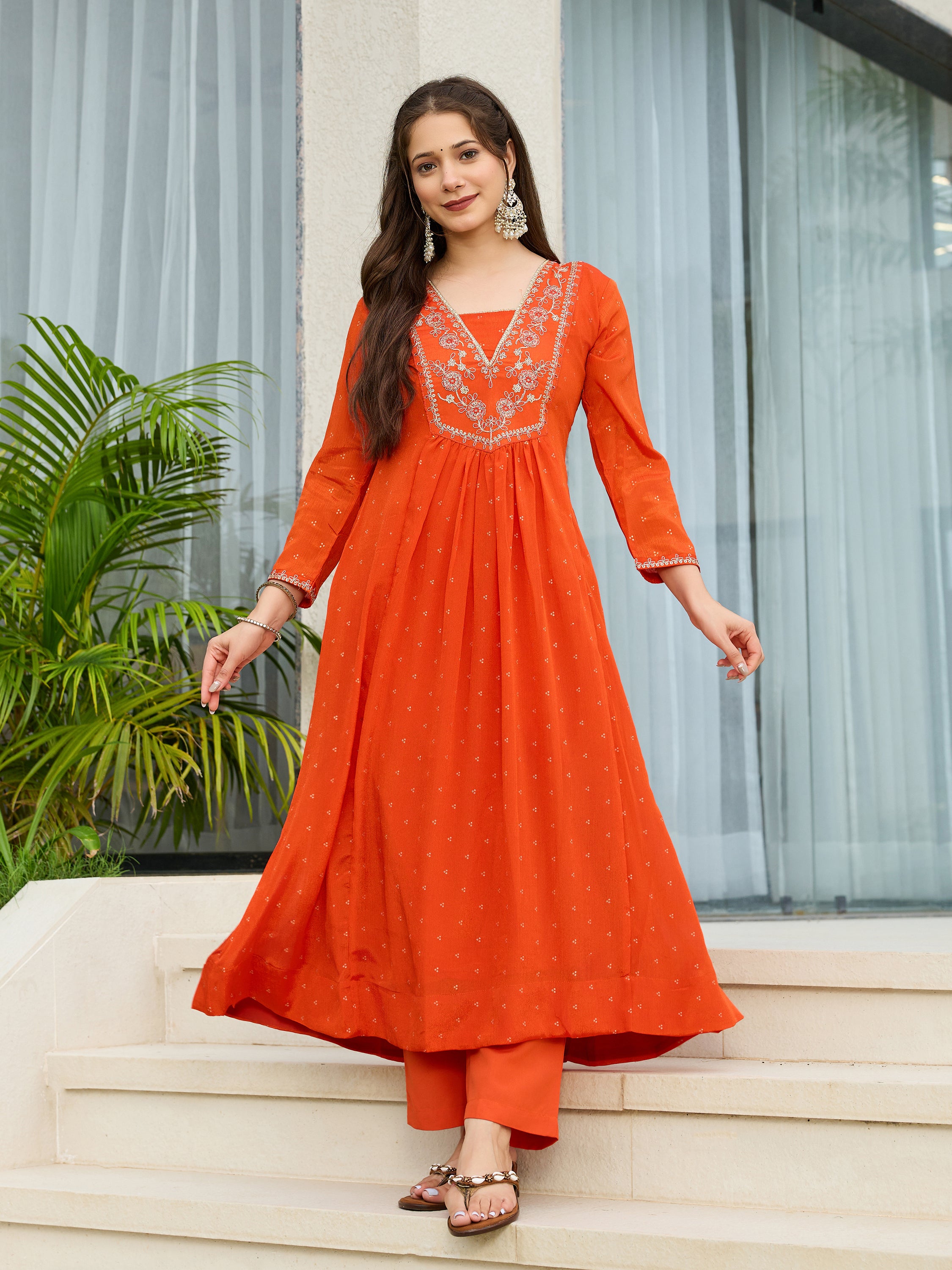 Sunset Bloom Embroidered Kurta Pant