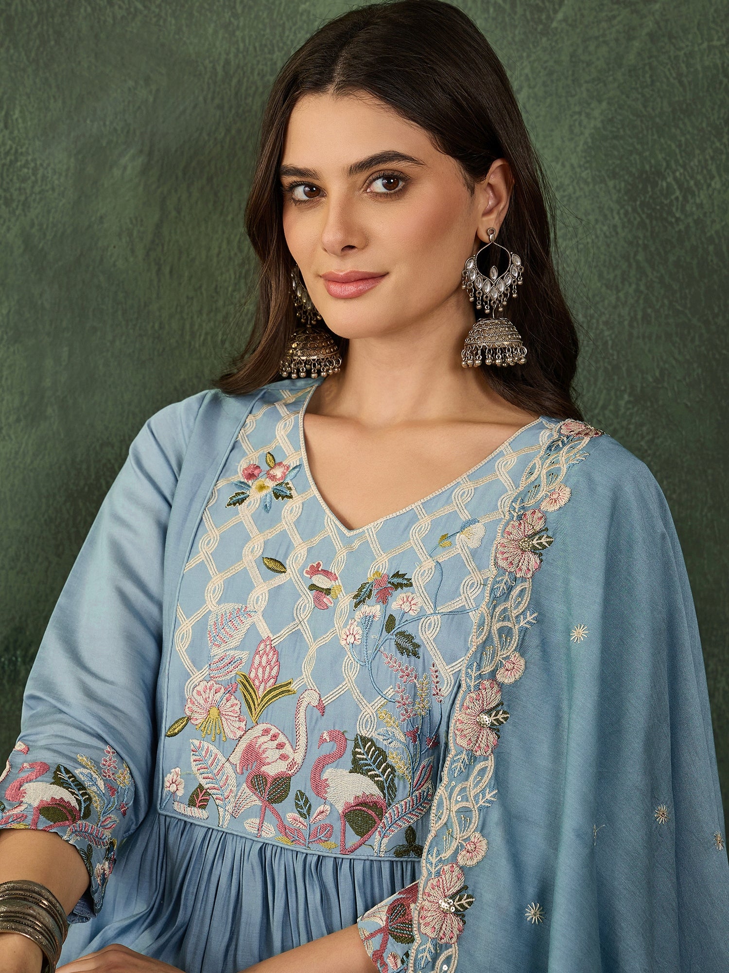 Sky Blue Embroidered Kurta Pant Set