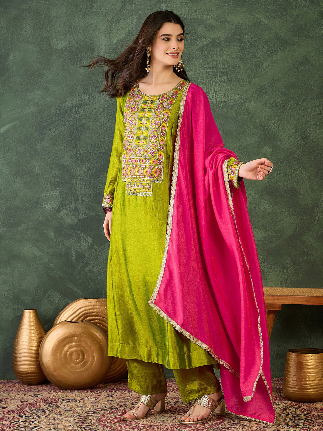 Liril Green Embroidered Suit Sets