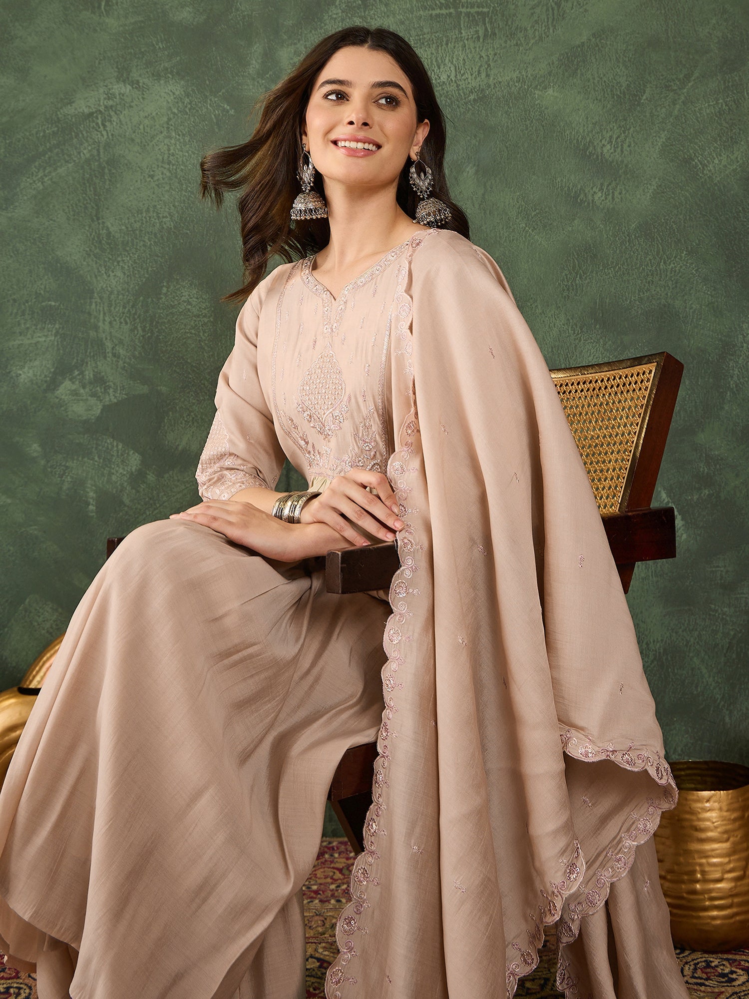 Chiku Embroidered Kurta Pant Set