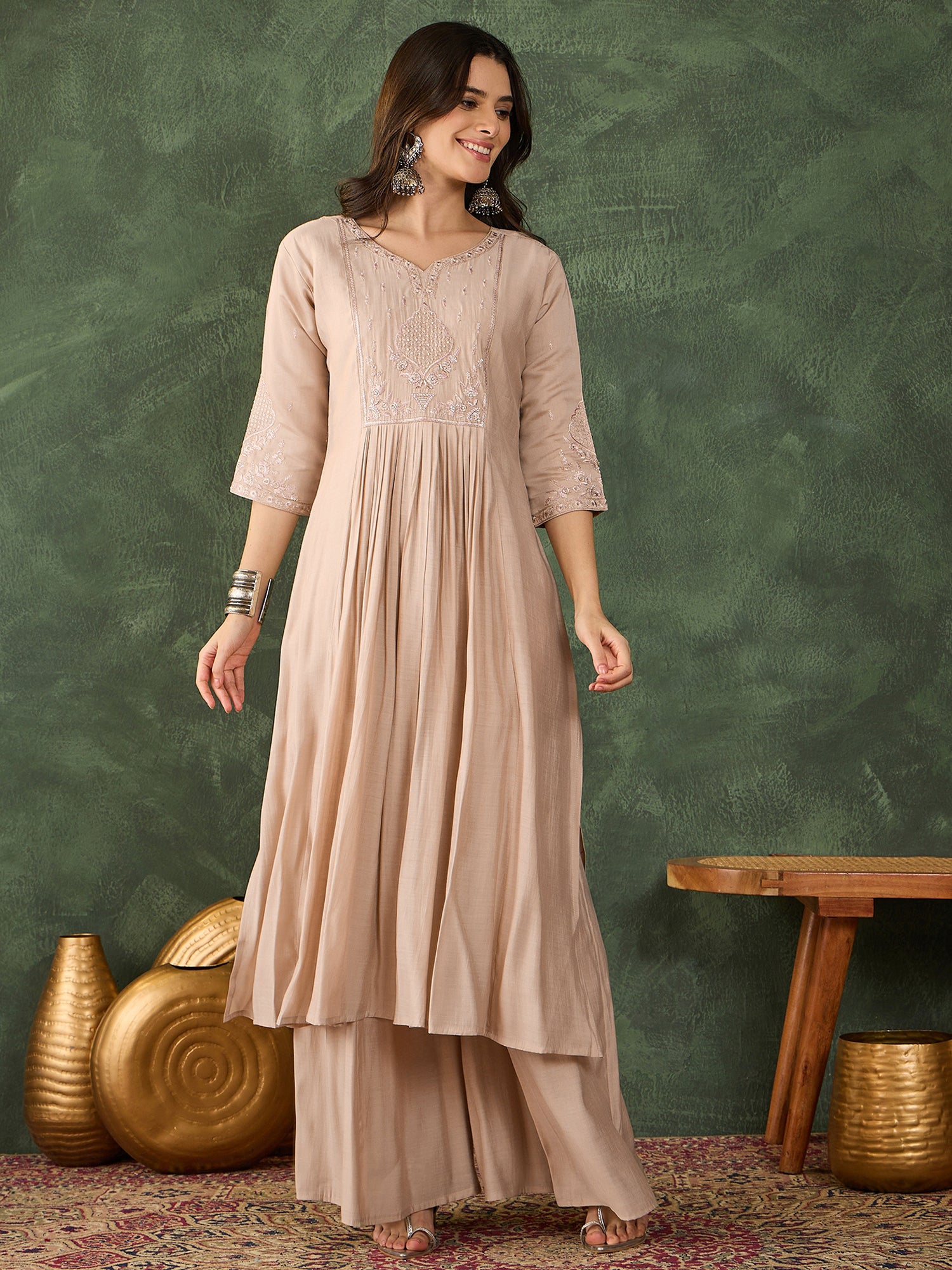 Chiku Embroidered Kurta Pant Set