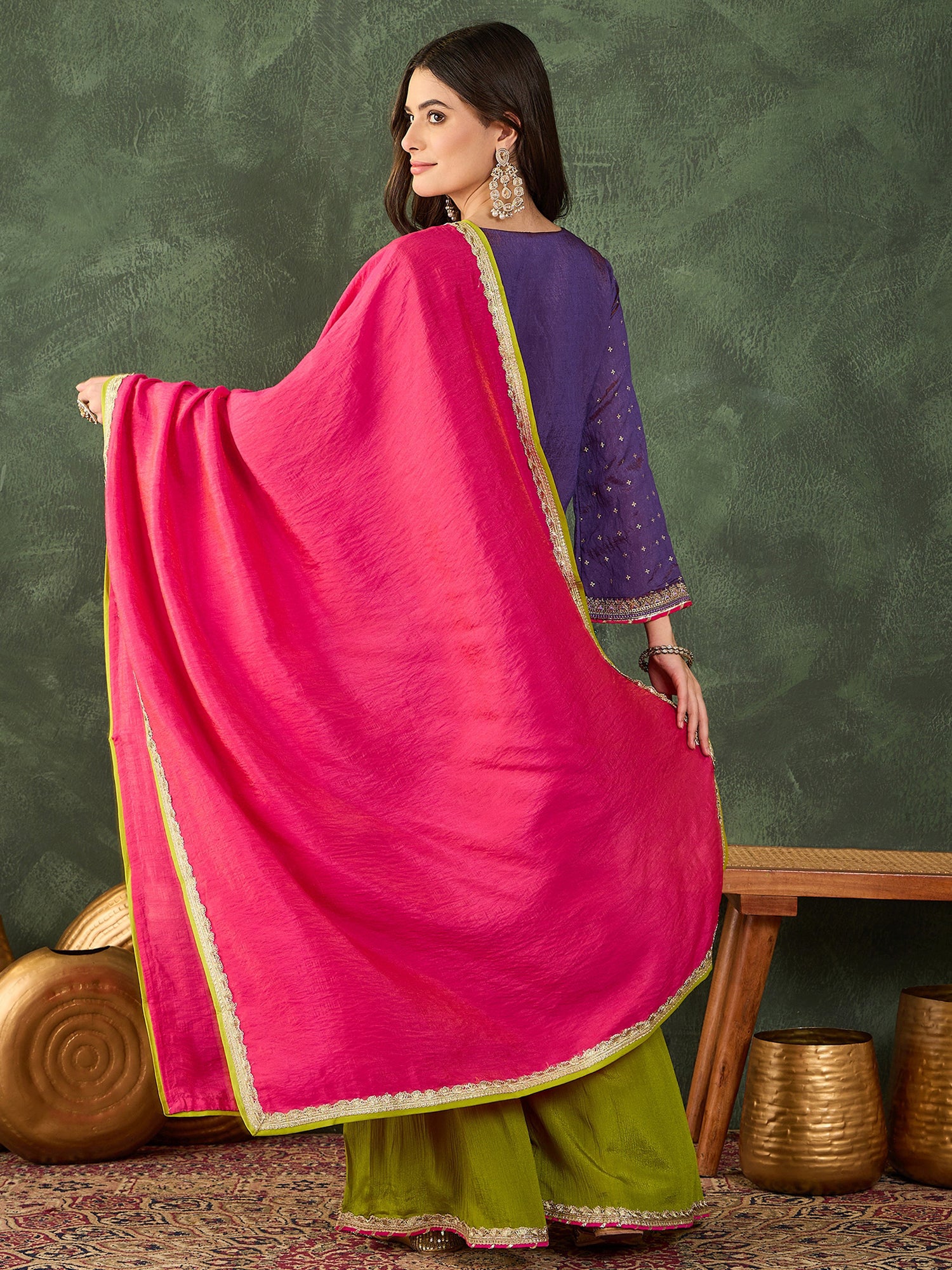Lavender Embroidered Kurta Palazzo Set